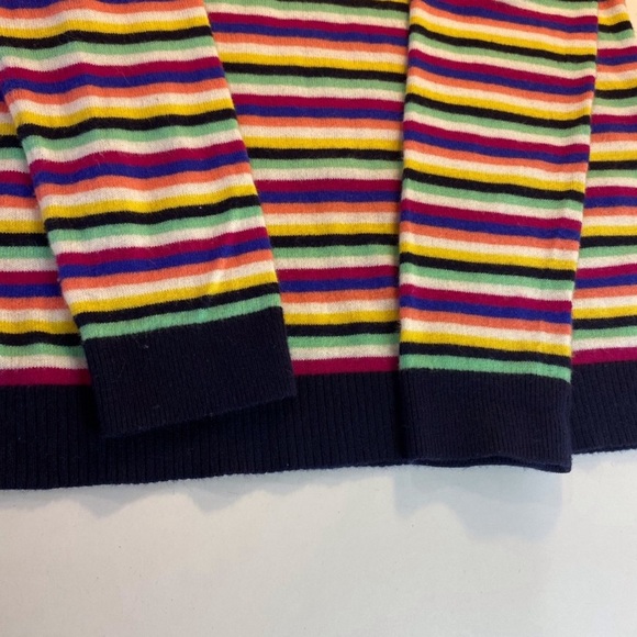 Talbots Lambswool Blend Rainbow Striped Sweater Size Small Crew Neck Long Sleeve - Picture 8 of 9